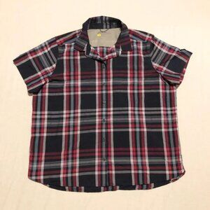Eddie  Bauer Travex Button Shirt Womens Size XL Plaid Short Sleeve Shirt